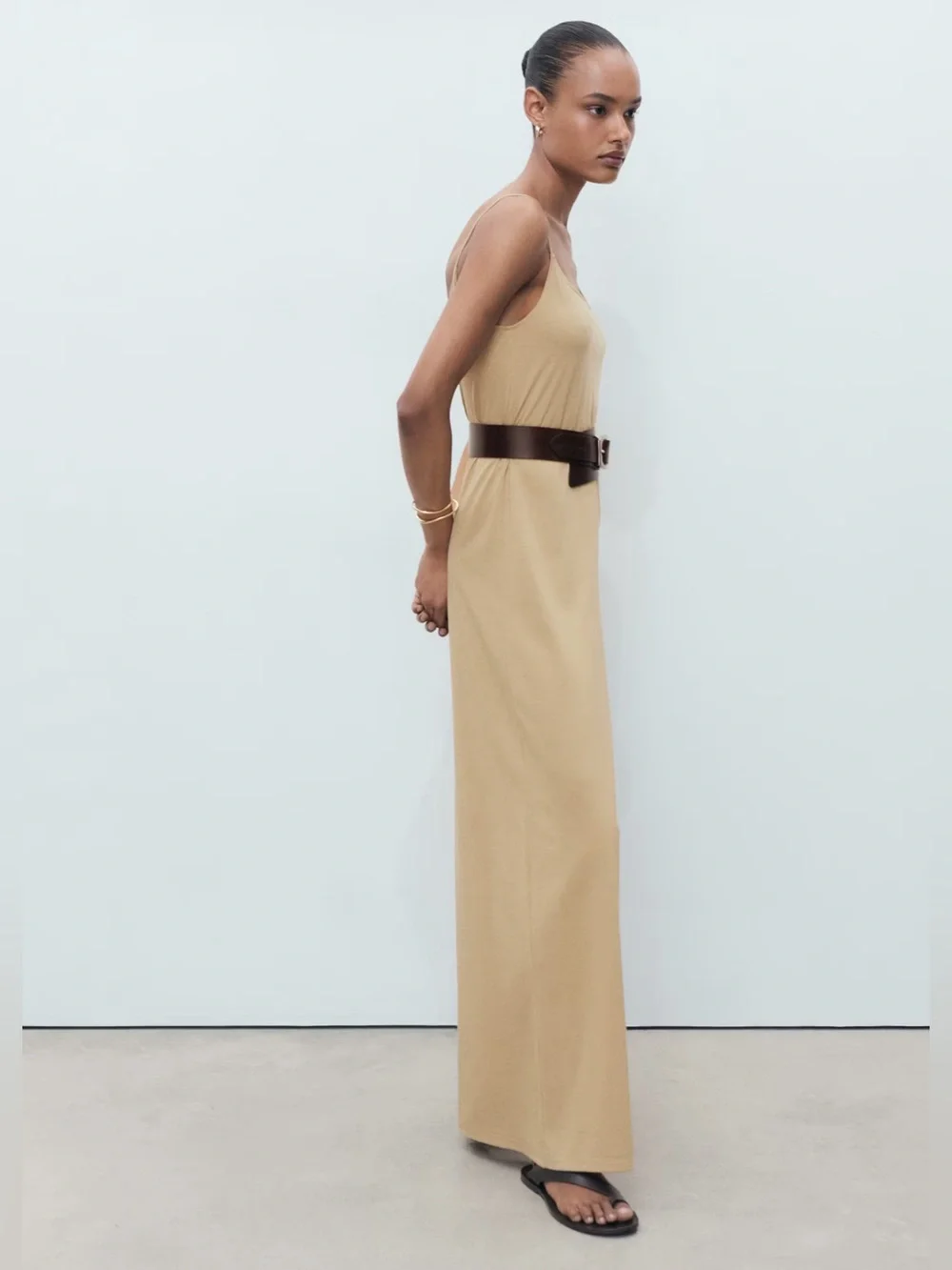 Mango Brown shift long jumpsuit NWT